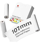 Phomemo 3 Rolls White Adhesive Thermal Paper, 4.3" Sticker Paper for Phomemo M04S/M04AS/M832/M833...
