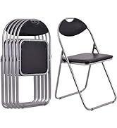 ARLIME Folding Chairs Set of 6, Foldable Seats w/Handle Hole, Steel Frame, 330 Lbs Weight Capacit...