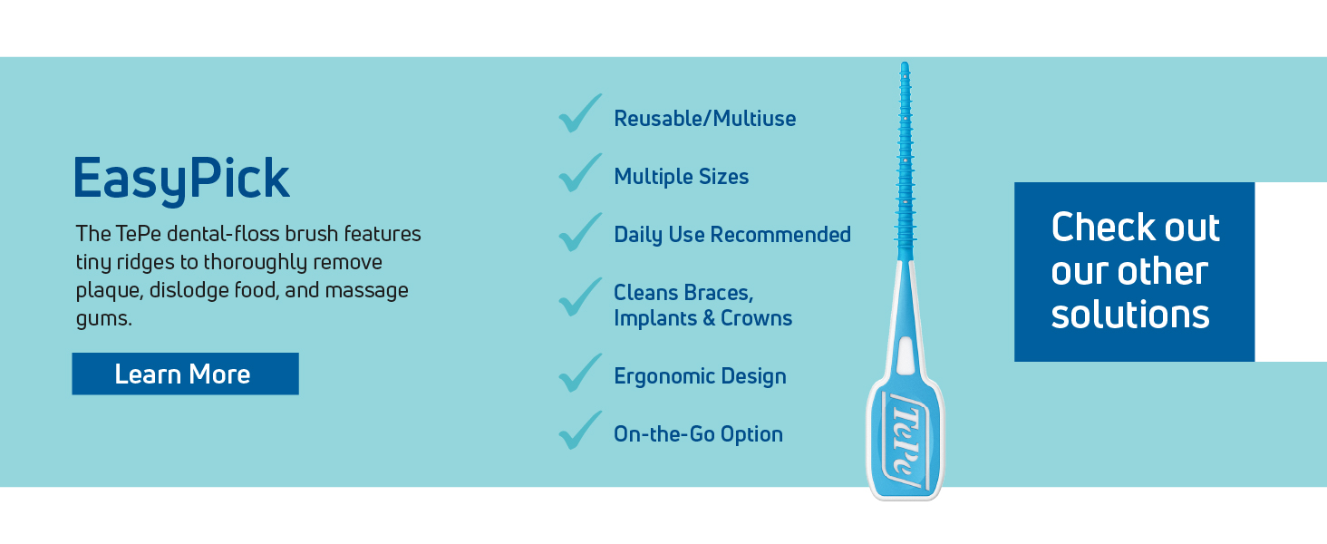 Information about a gum-care pick. Text reads: EasyPick. 