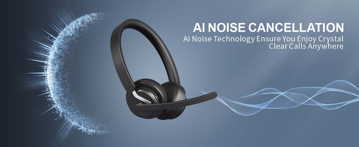 Wireless Computer Headset with Mic Wireless Headset with Microphone for PC Computer Headset