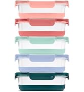 Ello Duraglass Refresh 3.4 Cup Meal Prep Sets 10Pc, 5 Pack Set- Glass Food Storage Container with...
