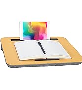 Lap Desk Olive Yellow, Portable Laptop Desk Fits Up to 16" Laptops, with Tablet Slot, Built-in Cu...