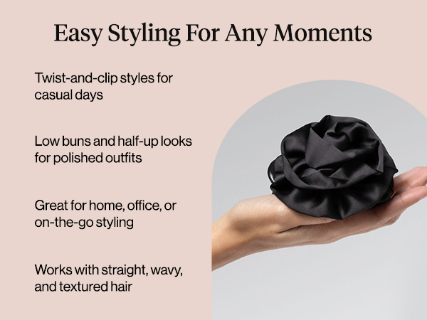Kitsch Medium Satin Rosette Flat Claw Clips for Women - Stylish Flat Hair Clips,