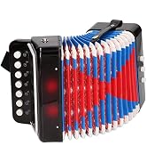 Kids Accordion Toy, 10 Keys Mini Accordion Musical Instrument for Children Early Childhood Develo...