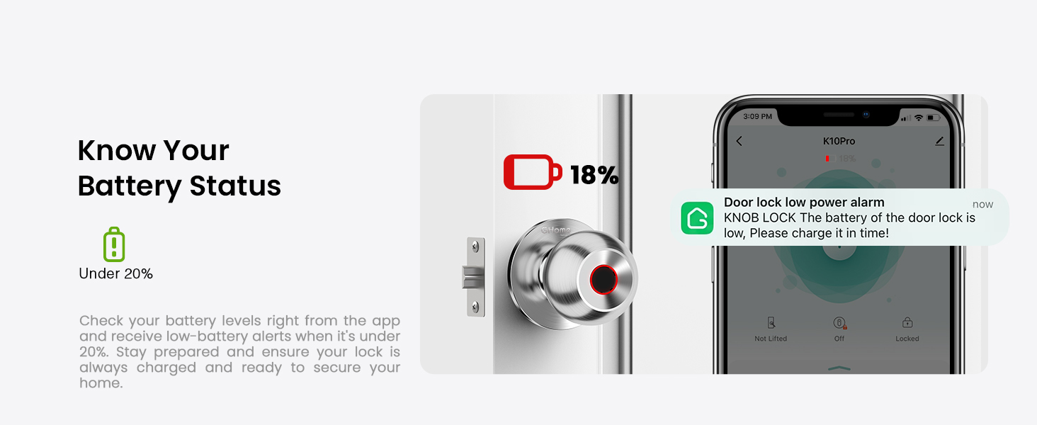 ghome smart door knob for family secure lock fingerprint