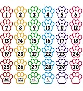 D24TIME 36Pcs Line Up Spots Dots for Classroom Floor Number Spots Stickers 4.5" Number Dots Floor...