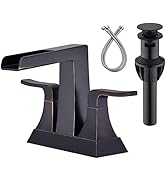Waterfall Bathroom Faucet 2 Handle 4 Inch 3 Hole Centerset Lavatory Vanity Sink Faucet with Overf...