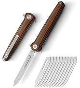 Mini Slim Folding Scalpel,Scalpel Pocket Knife with 10pcs #60 Replaceable Razor Blades,G10 Handle...
