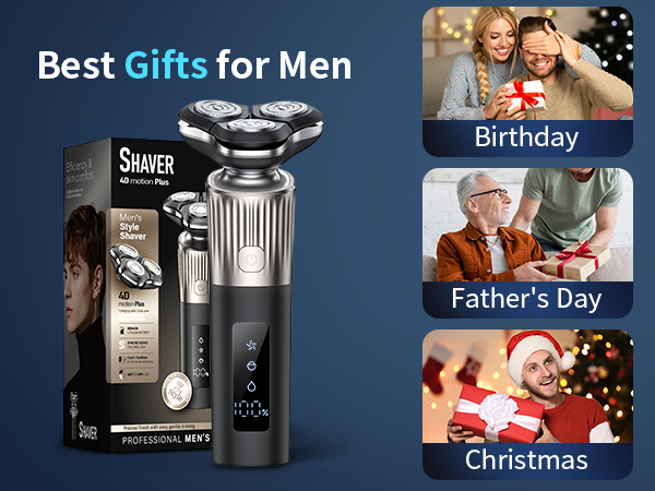 Rechargeable Electric Razor for Men: IPX7 Waterproof 5D Floating Head Shaver - 90-Min Runtime USB-C