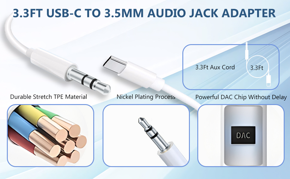 3.3FT USB-C TO 3.5MM AUDIO JACK ADAPTER