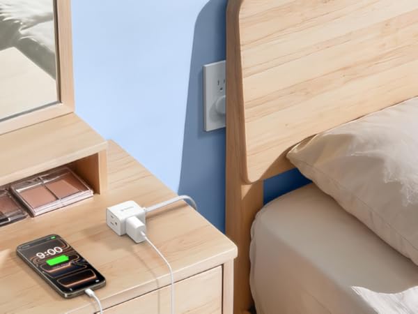 flat extension cord white