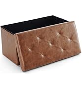 Sweetcrispy 30 Inches Folding Ottoman with Storage Bench, Foot Rest Stool, End of Bed Storage Ben...