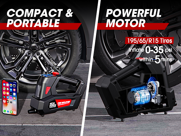 Air Compressor Tire Inflator Portable Air Pump