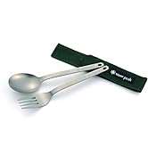 Snow Peak Titanium Fork &amp; Spoon Set - Durable &amp; Light Camping Utensils with a Carrying Case - 1.4 oz