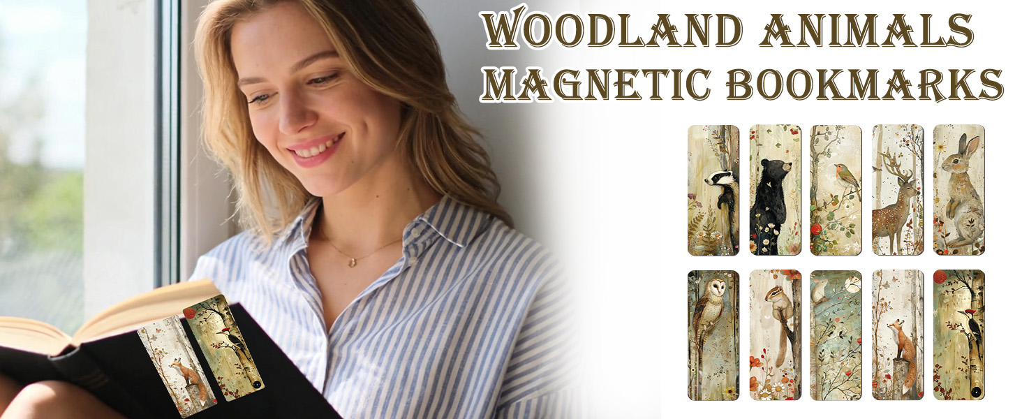 Zaamwoyy 30 Pcs Woodland Animals Magnetic Bookmarks