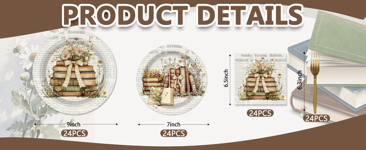 96Pcs Book Themed Party Tableware Set