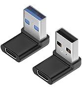Herfair 90 Degree USB to USB C Adapter Under 5 (2 Pack) Right Angle USB A Male to C Female Conver...