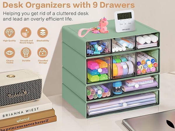 Desk Storage Organizer with 9 Drawers