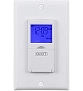 BN-Link 7 Day Programmable in-Wall Timer Switch for Lights, Fans and Motors, Single Pole and 3 Wa...