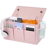 Edudif Dual-purpose Bedside Caddy Bedside Organizer, Bed Caddy with 6 Pockets, Versatile Bedside ...