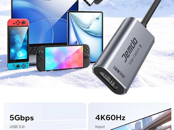 JEMDO 4K HDMI Capture Card 1080P 60FPS Video USB3.0