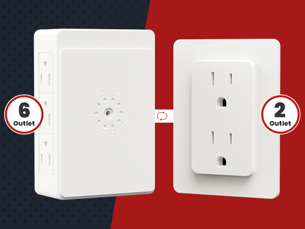 side outlet plug sideways outlet adapter 3 prong grounded 6 outlet wall plug
