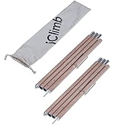 iClimb Strong Elegant Alu. Tarp Poles Set of 2 Height Adjustable with Lantern Hook and Carry Bag,...