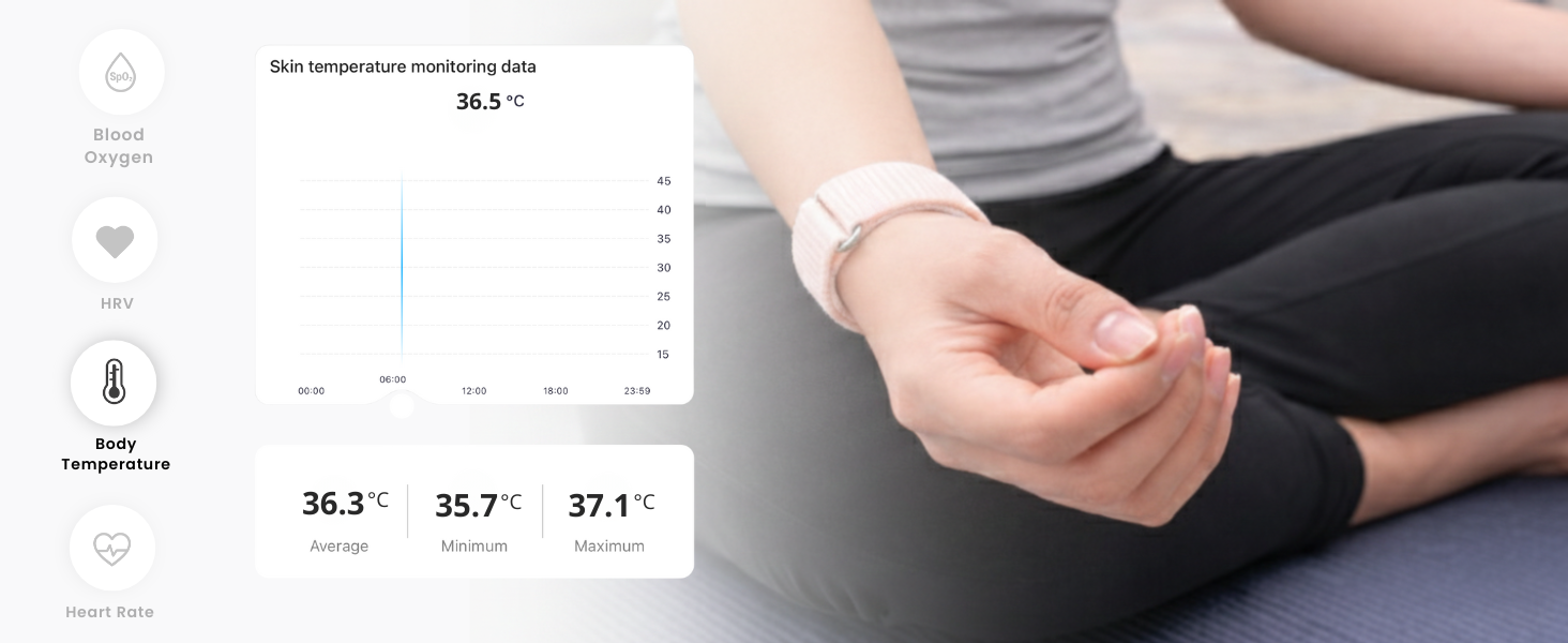 Body Temperature tracking device tracks temp during sleep and daytime