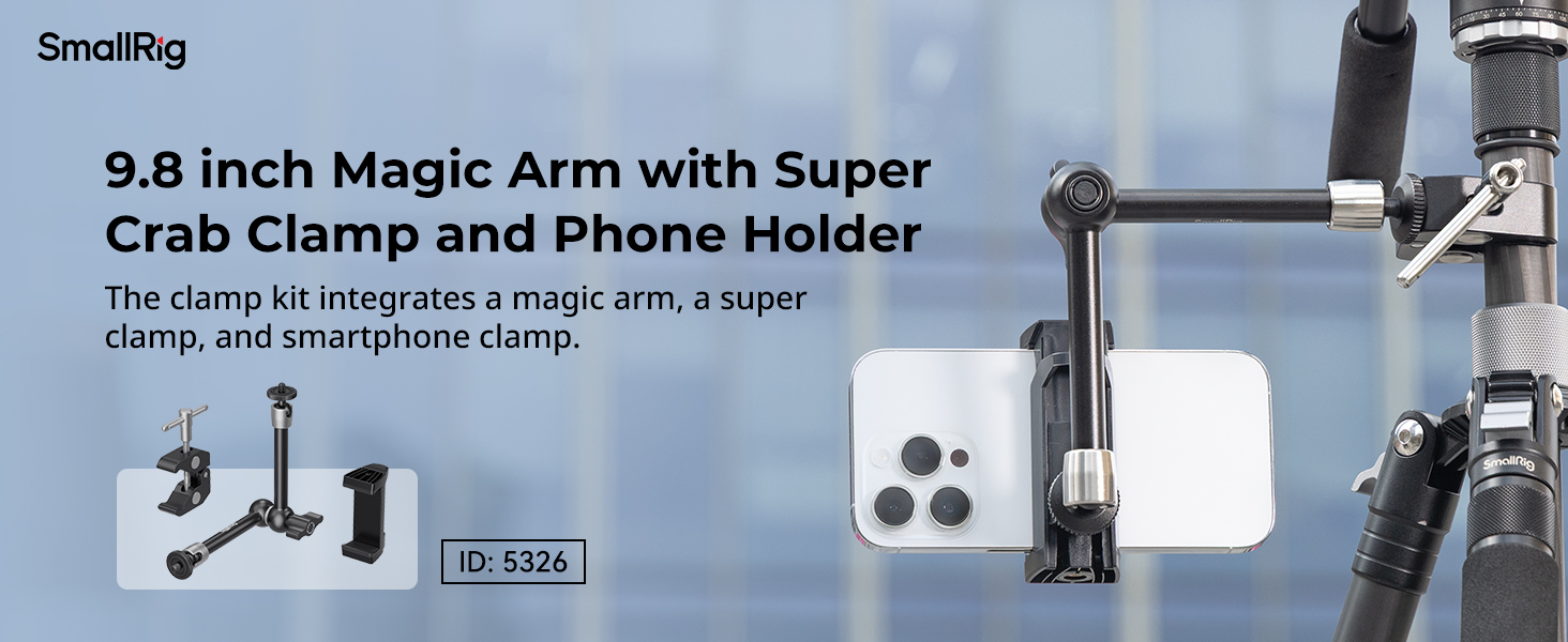 magic arm with clamp and phone holder