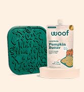 WOOF FlipMat Easy-to-Clean Lick Mat for Dogs + LickWells Pumpkin Butter - Dog Lick Mat Spread and...