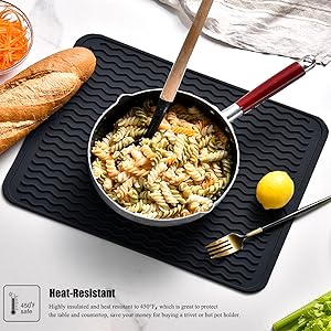 Slip Resistant Silicone Quick Dry Pad for Dishes, Waterproof Dishwashing Rack, BPA Free Washing Mats