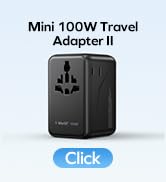 MOMAX Universal Travel Adapter, GaN 100W International Power Adapter, 2 AC, 2 USB-C PD Fast Charg...