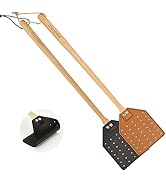 SAMEBUTECO Heavy-Duty Leather Fly Swatter Set: 1 Grey &amp; 1 Black Included, 19.7