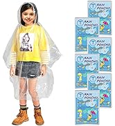 TUNCHMO Disposable Rain Ponchos for Adults/kids (6 Pack) 50% Thicker Emergency Ponchos