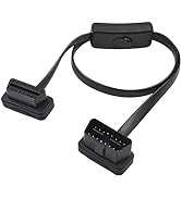 Duttek Right Angle OBD2 Extension Cable, Ultra Slim 16pin Male to Female OBD2 Port Flat Cord with...