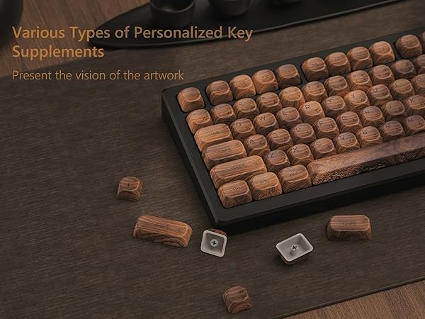 Womier PBT Keycaps - MOA Keycaps 75 Percent, Wood Dye-Sublimation Custom Keyboard Key Cap