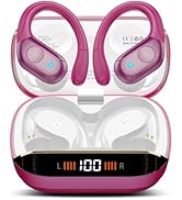 Qecnato Wireless Earbuds Bluetooth 5.4 Headphones 75H Stereo Deep Bass Sports Over Ear Buds with ...