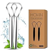 Tongue Scraper for Adults by HOKIN (2Pcs Oral Care Pack) Stainless Steel Tongue Cleaner Reduce Ba...