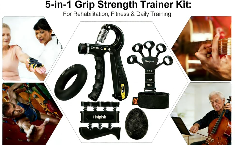 Haiplsh hand and forearm exercise set for fitness and rehabilitation