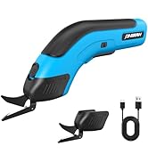 PHIRAH Cordless Electric Scissors with 2 Blades, 4V Rechargeable Powerful Shears for Sewing, Craf...