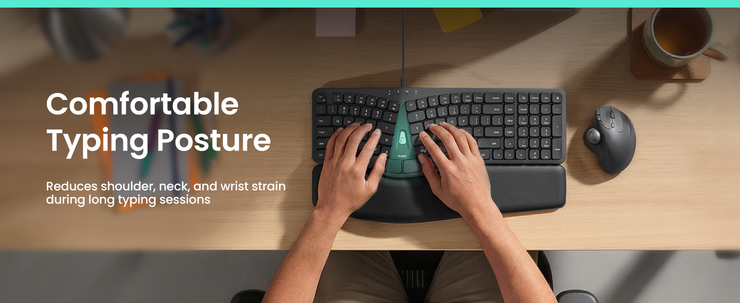 Ergonomic Keyboard Wired Split Design Palm Rest Volcano Keycaps Natural Typing Type C USB Plug