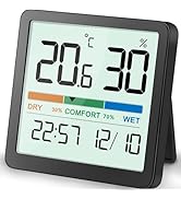 NOKLEAD Hygrometer Indoor Thermometer, Desktop Digital Thermometer with Temperature and Humidity ...