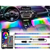 RGB+IC 72 LED Interior Car Strip Lights with Smart APP Remote Control, Music Sync Under Dash Foot...