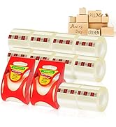 Clear Packing Tape with Dispenser-Packaging Tape Heavy Duty Shipping Tape-Noiseless Moving Tape f...