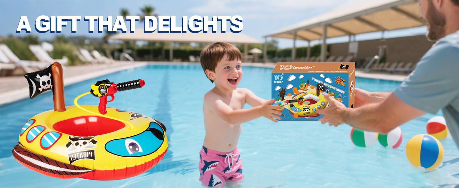pool floats kids pool toys for toddlers 3-5 4-8 swimming floaties water gun inflatables pirate ship