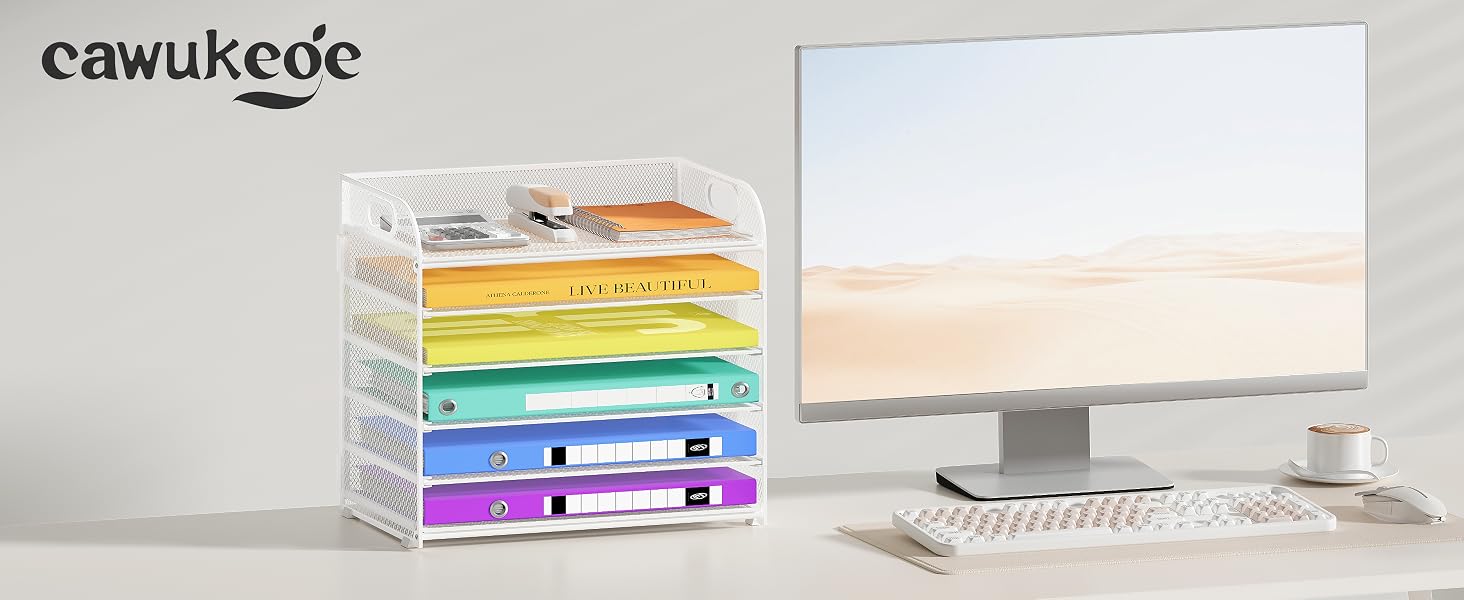 This desk organizer offers extra-large storage capacity with limited desk space.