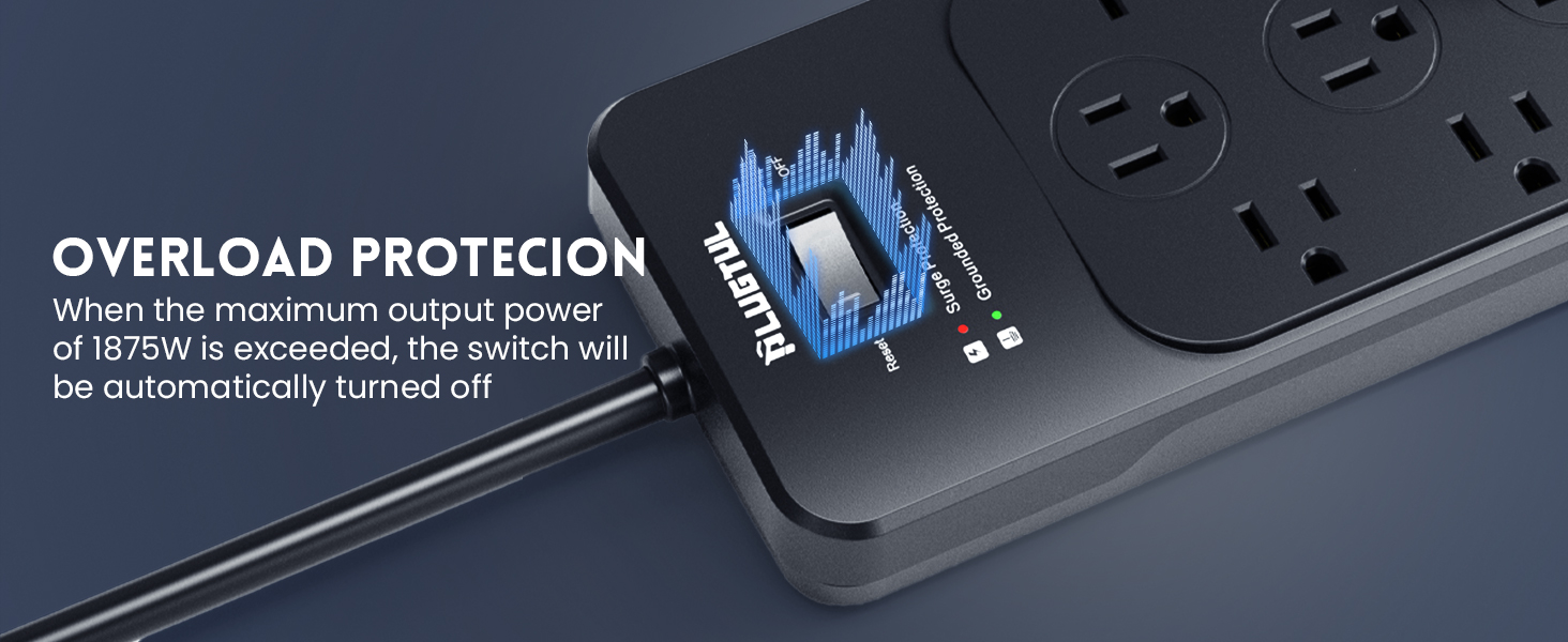 power strip surge protector usb c power strip 10ft 15ft 20ft 25ft extension cord black