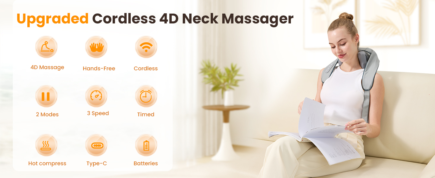 Upgraded Cordless 4D Neck Massager