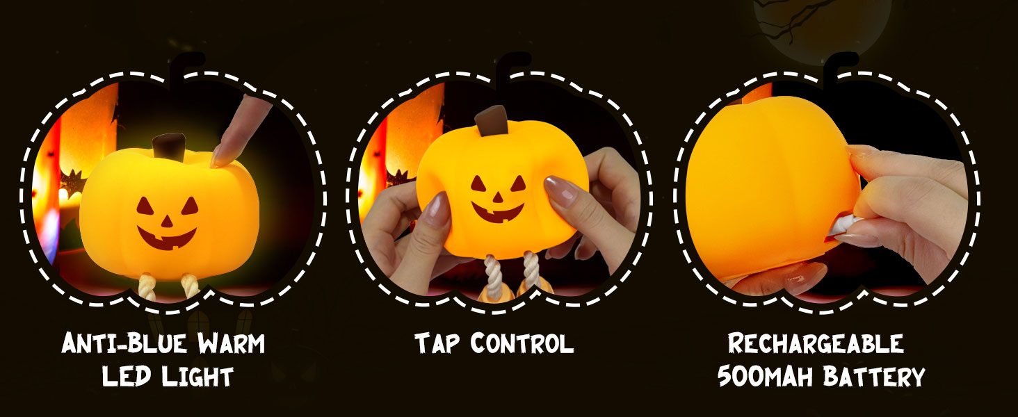 Cute Pumpkin Night Light for Kids Halloween Gifts