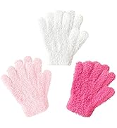 Evridwear Kids Warm Winter Gloves, Full Fingers, Fluffy Stripe Mitten for Little Boys &amp; Girls